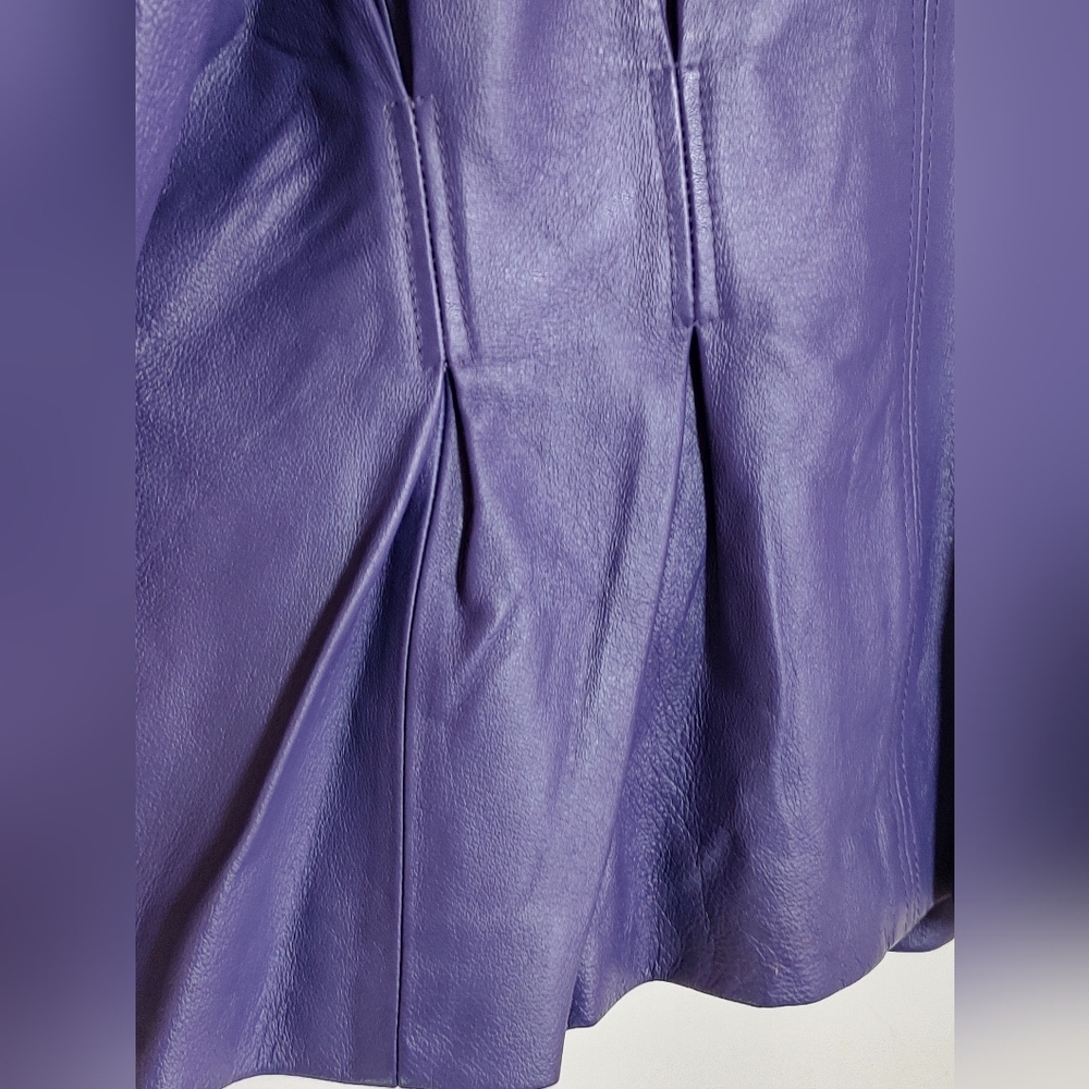 Vintage Tower Hill Women's Purple Leather Jacket Skirt Suit - Picture 6 of 11